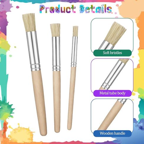 6 PCS Stencil Brushes for Stenciling, Natural Bristle Dome Stencil Brush Set, Wooden Stippling Brush for Acrylic Oil Watercolor Paint, Painting on Wood Wall, DIY Craft, Card Making in Saudi Arabia