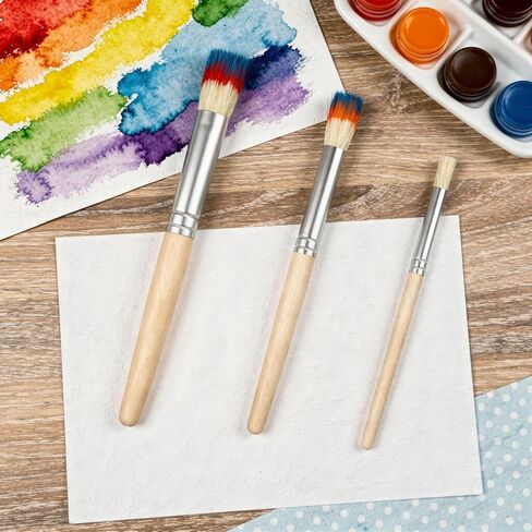 6 PCS Stencil Brushes for Stenciling, Natural Bristle Dome Stencil Brush Set, Wooden Stippling Brush for Acrylic Oil Watercolor Paint, Painting on Wood Wall, DIY Craft, Card Making in Saudi Arabia