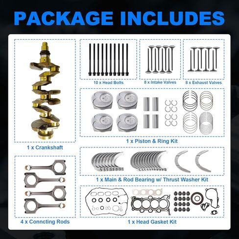 G4NC 2.0 Engine Rebuild Overhaul Kit w/Crankshaft, Head Gasket Set & Piston - For Hyundai Tucson/Elantra/Sonata, Kia Soul/Forte/Sportage 2.0L 2011-2022 in Saudi Arabia