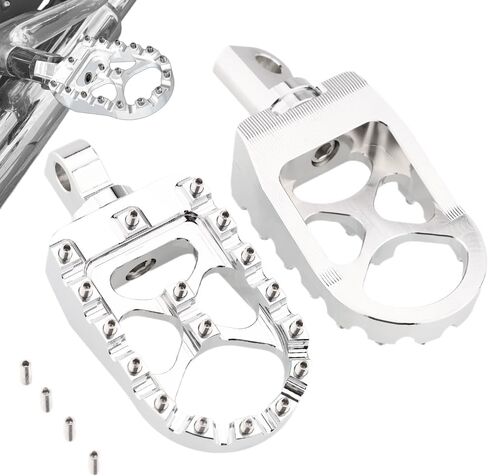 TSUNG Off Road Motorcycle Foot Pegs MX Style Footpegs - متوافقة مع Dyna، Fatboy، Sportster، Iron 883، CNC واسعة 360 درجة دواسات قدم دوارة (كروم) in Kuwait
