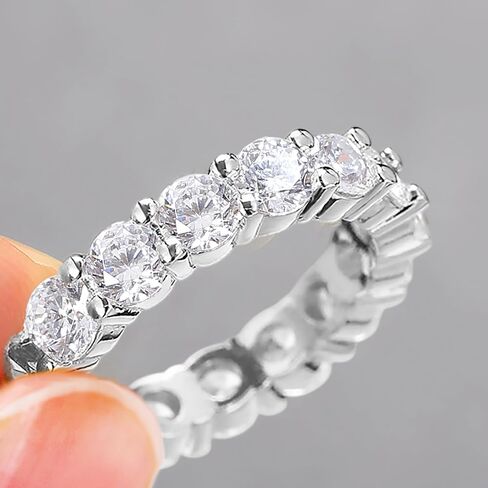Moissanite Eternity Rings, Round Cut 2-2.4cttw D Color 925 Sterling Silver Wedding Band Rings, Anniversary Engagement Stackable Rings for Women in Saudi Arabia