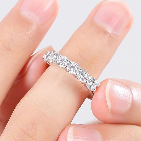Moissanite Eternity Rings, Round Cut 2-2.4cttw D Color 925 Sterling Silver Wedding Band Rings, Anniversary Engagement Stackable Rings for Women in Saudi Arabia