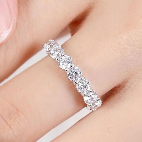 Moissanite Eternity Rings, Round Cut 2-2.4cttw D Color 925 Sterling Silver Wedding Band Rings, Anniversary Engagement Stackable Rings for Women in Saudi Arabia