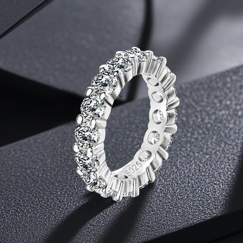 Moissanite Eternity Rings, Round Cut 2-2.4cttw D Color 925 Sterling Silver Wedding Band Rings, Anniversary Engagement Stackable Rings for Women in Saudi Arabia