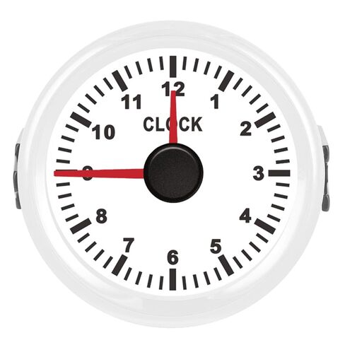 Auto 2in Dial Clock Meter with Red Backlight, 0-12 Hour Range, Marine Environment Tolerant, Stepping Motor Suitable, Weatherproof, Car Yacht Motorcycle Dashboard Time Clock (White Background in Saudi Arabia
