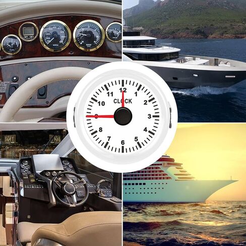 Auto 2in Dial Clock Meter with Red Backlight, 0-12 Hour Range, Marine Environment Tolerant, Stepping Motor Suitable, Weatherproof, Car Yacht Motorcycle Dashboard Time Clock (White Background in Saudi Arabia