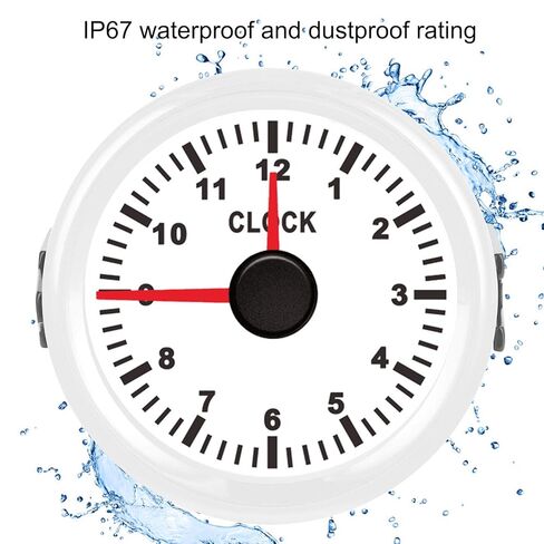 Auto 2in Dial Clock Meter with Red Backlight, 0-12 Hour Range, Marine Environment Tolerant, Stepping Motor Suitable, Weatherproof, Car Yacht Motorcycle Dashboard Time Clock (White Background in Saudi Arabia