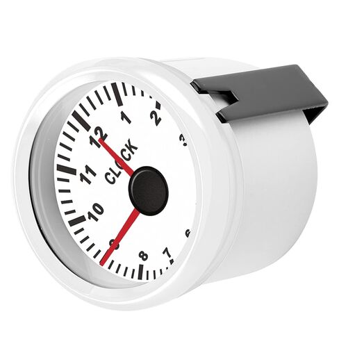 Auto 2in Dial Clock Meter with Red Backlight, 0-12 Hour Range, Marine Environment Tolerant, Stepping Motor Suitable, Weatherproof, Car Yacht Motorcycle Dashboard Time Clock (White Background in Saudi Arabia