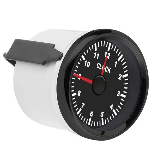 Auto 2in Dial Clock Meter with Red Backlight, 0-12 Hour Range, Marine Environment Tolerant, Stepping Motor Suitable, Weatherproof, Car Yacht Motorcycle Dashboard Time Clock (White Background in Saudi Arabia
