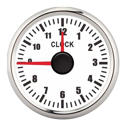 Universal 52mm Red Backlight 0-12 Hourmeter Clock Gauge for Car Boat Yacht, Stainless Steel 316L Bezel Auto Timepiece for Dashboard Time Clock (White Dial Silver Cover) in Saudi Arabia
