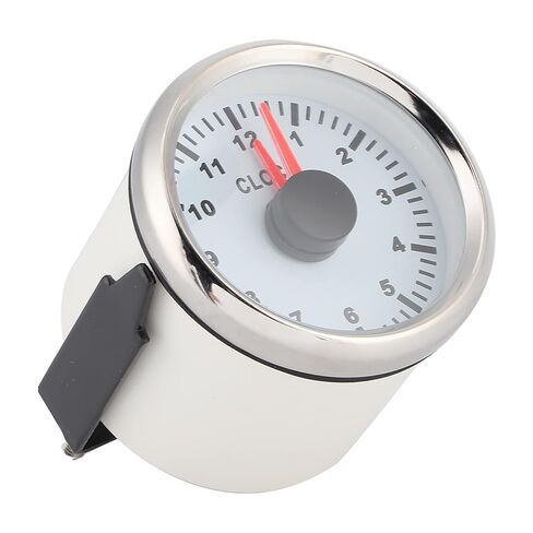 Universal 52mm Red Backlight 0-12 Hourmeter Clock Gauge for Car Boat Yacht, Stainless Steel 316L Bezel Auto Timepiece for Dashboard Time Clock (White Dial Silver Cover) in Saudi Arabia