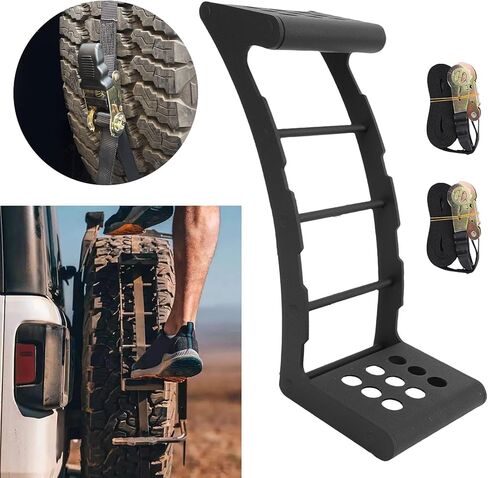 RVs SUVs Spare Tire Step, Heavy Duty Rear Spare Wheel Step Strong Load Capacity Ladder, 24 to 35 Inch Tires, Replacement for JK JL TJ YJ CJ in Saudi Arabia