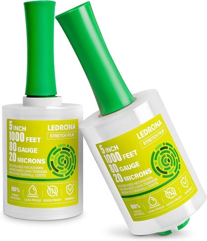 2 Roll Stretch Wrap for Moving with Handles - 5in Wide, 1000ft Plastic Stretch Wrap Roll for Packing, Wrapping Furniture, Pallet, Luggage, Boxes - Clear Shrink Film - Moving Supplies in Saudi Arabia