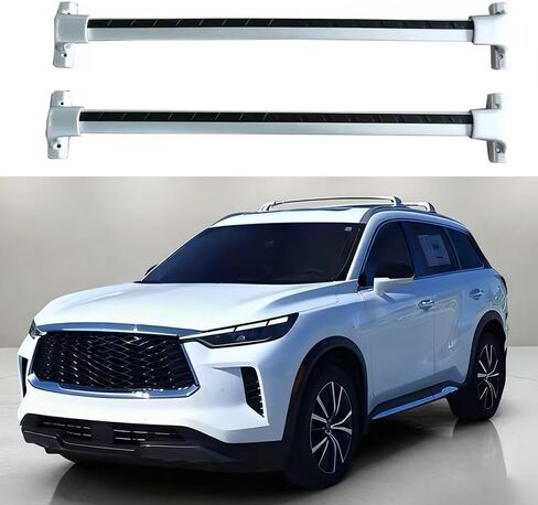 2 قطعة تناسب إنفينيتي QX60 2022-2025 2026 سقف السكك الحديدية رف العارضة عبر القضبان الثقيلة سبائك الألومنيوم الفضة in Kuwait