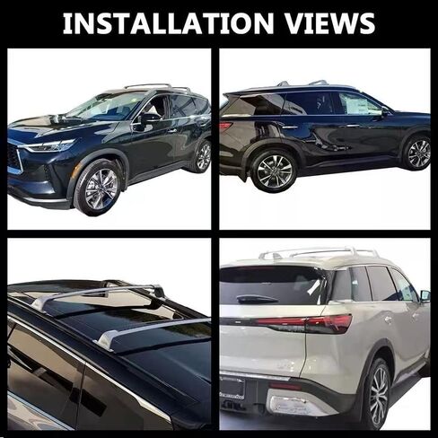 2 قطعة تناسب إنفينيتي QX60 2022-2025 2026 سقف السكك الحديدية رف العارضة عبر القضبان الثقيلة سبائك الألومنيوم الفضة in Kuwait