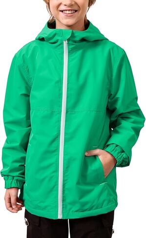 Wyeysyt Boys Rain Jackets Waterproof Hooded Fleece Raincoats Lightweight Windbreakers Jackets for Kids in Kuwait