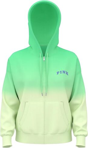 سترة فيكتوريا سيكريت الوردية Ivy Fleece Campus Zip Hoodie Tie Dye Green Sweatshirt ناعمة ومريحة جديدة in Saudi Arabia