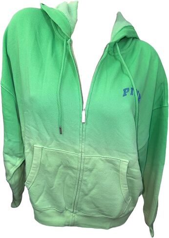 سترة فيكتوريا سيكريت الوردية Ivy Fleece Campus Zip Hoodie Tie Dye Green Sweatshirt ناعمة ومريحة جديدة in Saudi Arabia