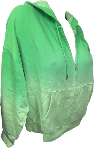 سترة فيكتوريا سيكريت الوردية Ivy Fleece Campus Zip Hoodie Tie Dye Green Sweatshirt ناعمة ومريحة جديدة in Saudi Arabia