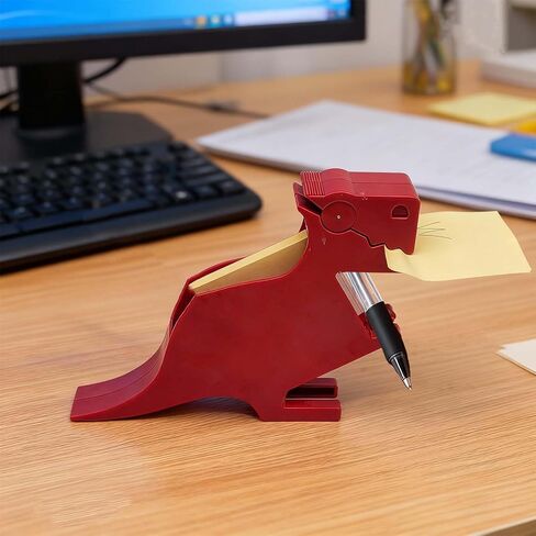 Dinosaur Sticky Note Holder - Post Notes Dispenser with Pen Storage | Fun Desk Accessory for Office School | Reusable Decorative Organizer Gift (Green) in Saudi Arabia