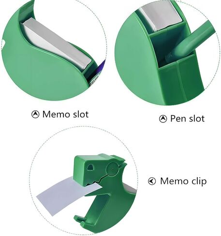 Dinosaur Sticky Note Holder - Post Notes Dispenser with Pen Storage | Fun Desk Accessory for Office School | Reusable Decorative Organizer Gift (Green) in Saudi Arabia
