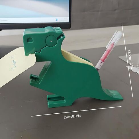 Dinosaur Sticky Note Holder - Post Notes Dispenser with Pen Storage | Fun Desk Accessory for Office School | Reusable Decorative Organizer Gift (Green) in Saudi Arabia