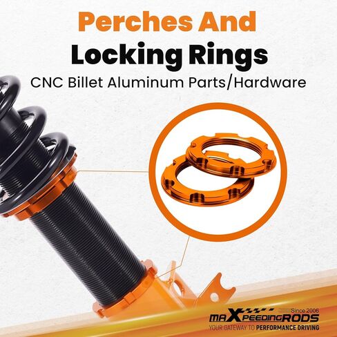 maxpeedingrods Coilovers لهوندا سيفيك 2006-2011، طقم تعليق كويلوفيرز قابل للتعديل للارتفاع، طقم خفض ممتص الصدمات مسبقًا، ذهبي in Kuwait