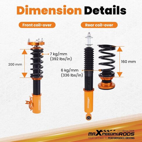 maxpeedingrods Coilovers لهوندا سيفيك 2006-2011، طقم تعليق كويلوفيرز قابل للتعديل للارتفاع، طقم خفض ممتص الصدمات مسبقًا، ذهبي in Kuwait