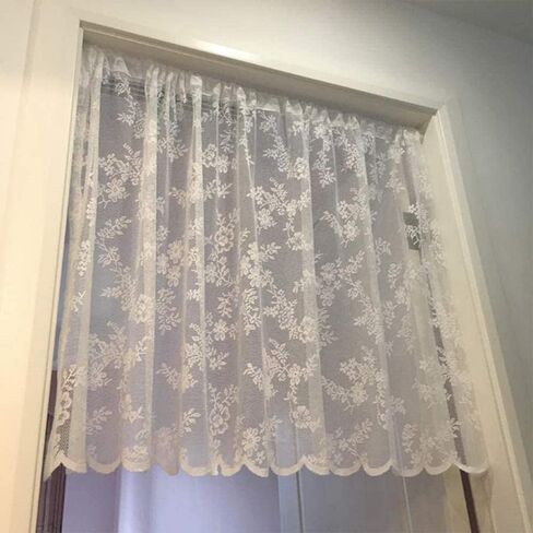 Room half curtain,Window Treatments,Thermal Noise Reducing Dim Out Curtains, Kitchen Curtains Window Curtain with Lace Embroidery Design Tier Curtains Short Net Curtains Valance White Voile Half Curta in Saudi Arabia
