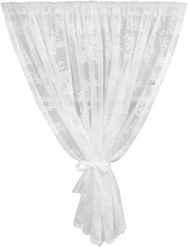Room half curtain,Window Treatments,Thermal Noise Reducing Dim Out Curtains, Kitchen Curtains Window Curtain with Lace Embroidery Design Tier Curtains Short Net Curtains Valance White Voile Half Curta in Saudi Arabia