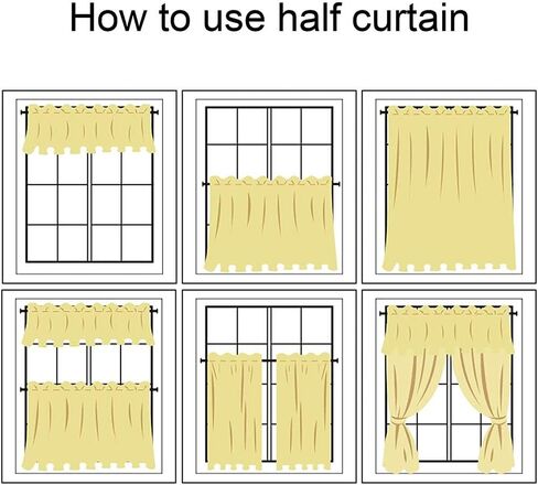 Room half curtain,Window Treatments,Thermal Noise Reducing Dim Out Curtains, Kitchen Curtains Window Curtain with Lace Embroidery Design Tier Curtains Short Net Curtains Valance White Voile Half Curta in Saudi Arabia