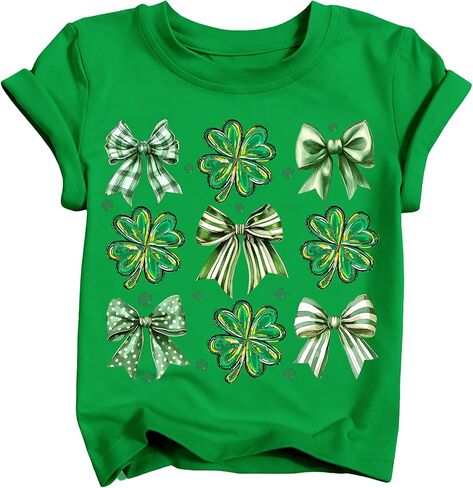 Boys Girls St Patricks Day Shirt Toddler Kids Shamrock Clover Lucky Irish Tee Top Green Black 2026 (3T-10T) in Saudi Arabia