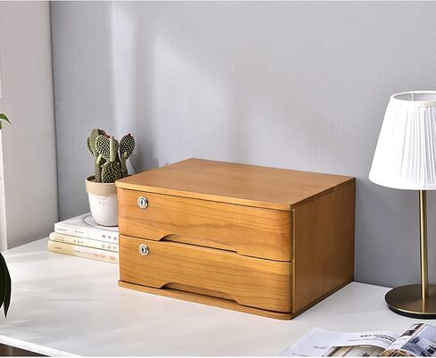 خزانة منظم سطح المكتب - صندوق تخزين الخشب الصلب - خزانة منظم الملفات الخشبية ، مربع منظم ملفات استلام A4 ، مع خزانة تخزين قفل ، خزانة ملفات سطح المكتب (D ، 3 أدراج) in Kuwait
