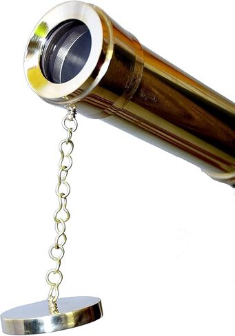 Nautical Vintage Shiny Brass Leather Telescope Floor Stand Wooden Brown Tripod 55" in Saudi Arabia