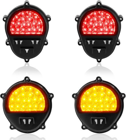 مجموعة مصابيح LED أمامية وخلفية + فرامل + إشارة الانعطاف متوافقة مع HMMWV، 2 1/2 طن و5 طن شاحنات عسكرية كهرمان + عدسات حمراء 8 قطع in Kuwait