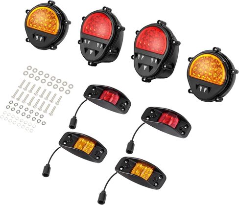 مجموعة مصابيح LED أمامية وخلفية + فرامل + إشارة الانعطاف متوافقة مع HMMWV، 2 1/2 طن و5 طن شاحنات عسكرية كهرمان + عدسات حمراء 8 قطع in Kuwait
