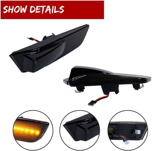 Amber Front Bumper Side Marker Smoke Pair ABS Housing Bulbs for INFINITI for G35 Base 03-07 -40-60 Centigrade Degree-Work Temperature W5W (168)-Bulb Shape Code Smooth 12 V, 3-7 Days Delivery in Saudi Arabia