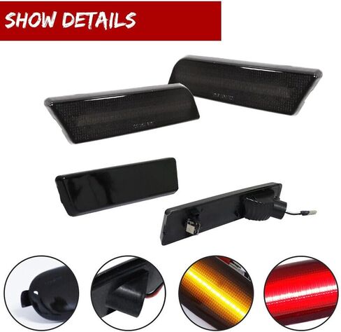 4X Smoke Front + Rear Side Marker Lights ABS Housing Bulbs 2010-2013 for Ford for Transit Connect XL/XLT 10-13 -40-60 Centigrade Degree-Work Temperature Smooth 12 V, simple installation in Kuwait