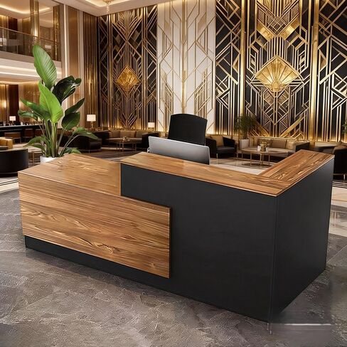 Modern Reception Desk & Premium Cashier Counter - Elegant Front Desk Solution for Clothing Stores, Beauty Salons, Restaurants & Office Reception Areas (D,Left 63in) in Saudi Arabia