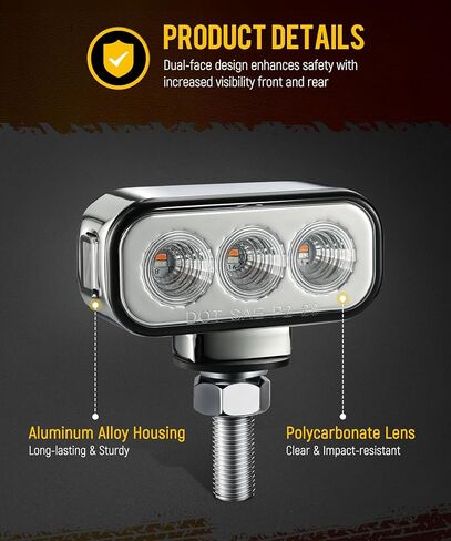 Partsam 2Pcs Mini Rectangle Double Face 8LEDs Marker Turn Signal Pedestal Light, Amber/Red To Blue Auxiliary Lights, T-Mount, Clear Lens, Aluminum Alloy Housing in Saudi Arabia