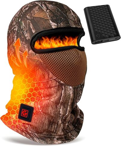 Men Women Heated Balaclava Gear Fishing Hunting Ice Pesca Motorcycle Snowboarding Motocross Motos Climbing Ski Hiking Biking Bicicletas Winter Outdoor Cold Weather Accesorios Camo Accessories Running in Kuwait