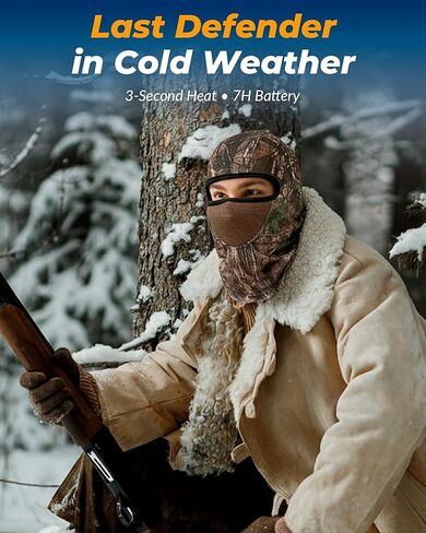 Men Women Heated Balaclava Gear Fishing Hunting Ice Pesca Motorcycle Snowboarding Motocross Motos Climbing Ski Hiking Biking Bicicletas Winter Outdoor Cold Weather Accesorios Camo Accessories Running in Kuwait