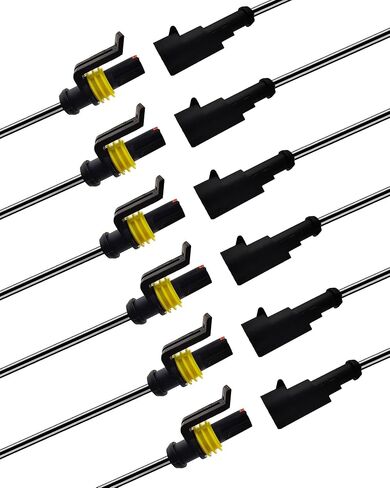 14 AWG 2 دبوس موصل مقاوم للماء، 2 سلك موصلات كهربائية مقاومة للماء للسيارات، 14 مقياس ذكر وأنثى موصلات طريقة تسخير 12 فولت اتصال سريع لسيارة شاحنة قارب دراجة نارية -3 حزمة in Kuwait