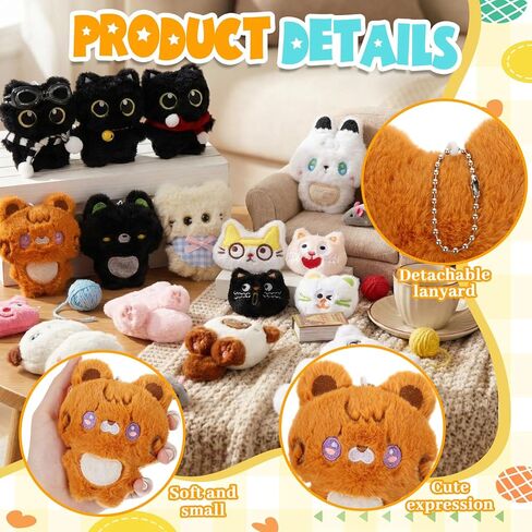 Jerify 30 Pcs Mini Cat Keychain Set Bag Charm Cute Cat Keychains Small Animals Gifts Ornaments Bulk for Backpacks Birthday Party Valentine's Day Gift in Saudi Arabia