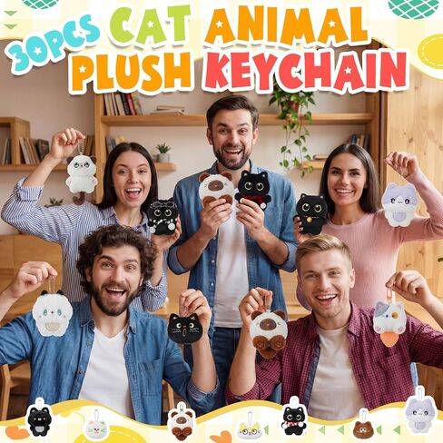 Jerify 30 Pcs Mini Cat Keychain Set Bag Charm Cute Cat Keychains Small Animals Gifts Ornaments Bulk for Backpacks Birthday Party Valentine's Day Gift in Saudi Arabia