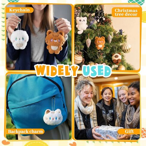 Jerify 30 Pcs Mini Cat Keychain Set Bag Charm Cute Cat Keychains Small Animals Gifts Ornaments Bulk for Backpacks Birthday Party Valentine's Day Gift in Saudi Arabia