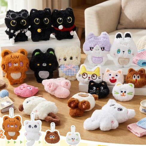 Jerify 30 Pcs Mini Cat Keychain Set Bag Charm Cute Cat Keychains Small Animals Gifts Ornaments Bulk for Backpacks Birthday Party Valentine's Day Gift in Saudi Arabia