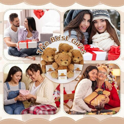 12 Sets Mini Plush Bears Bulk with Organza Gift Bags Message Cards, Brown Bear Keychains Party Favors for Birthday, Baby Shower, Prizes, Goodie Bag Stuffers, Small Gifts in Kuwait