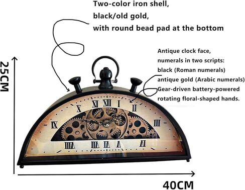 Vintage Half-Circle Floor Clock, Retro Mechanical Clocks, with Dynamic Gears and Floral Hands, Dual-Font Dial, Classic 60s Clock Home Decoration for Living Room in Kuwait
