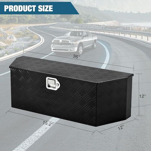 GarveeTech Trailer Tongue Box, Heavy Duty Trailer Tongue Tool Box Storage Organizer with Lock & Keys, Utility Tool Chest for Pickup Truck Bed, RV, SUV, 36" x 12" x 12" (36"-Steel-Black) in Kuwait
